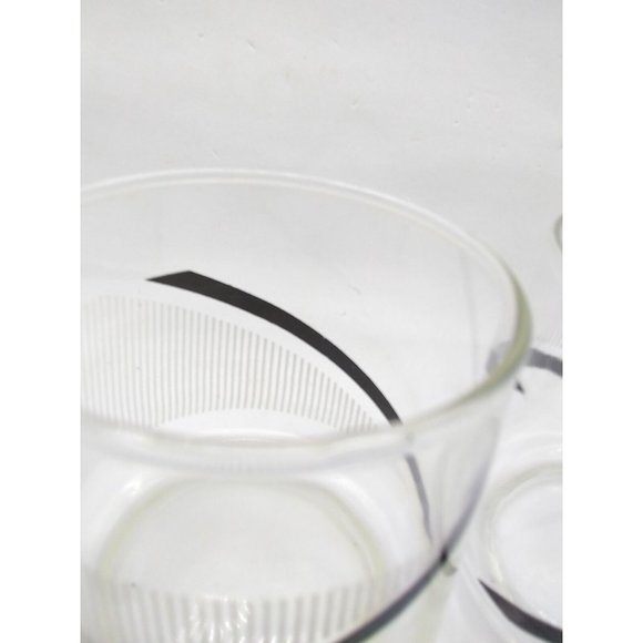 Mika's midnight? G. Braids Black/White Lowball Glasses Retro MCM Bar Ware Set/4. - Picture 3 of 12